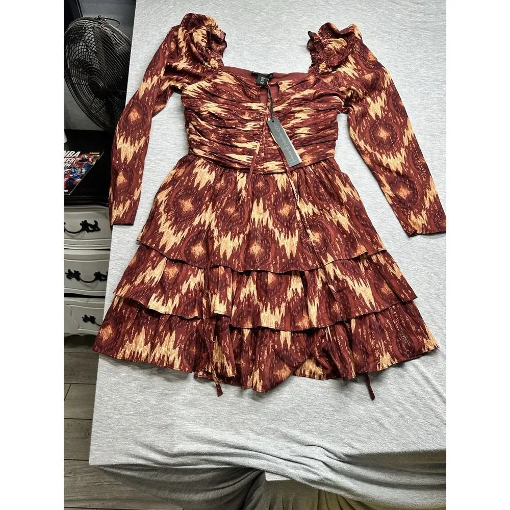 brown long sleeve dress revolve Brown Long Sleeve Maxi Dresses